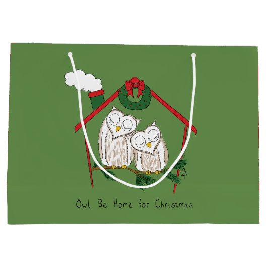 Owl Kerstmis Kinderen Groot Cadeauzakje (Achterkant)