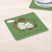 Owl Kerstmis Kinderen Kartonnen Onderzetters (Schuin)