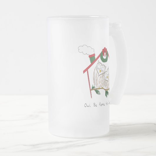 Owl Kerstmis Kinderen Matglas Bierpul (Voorkant rechts)