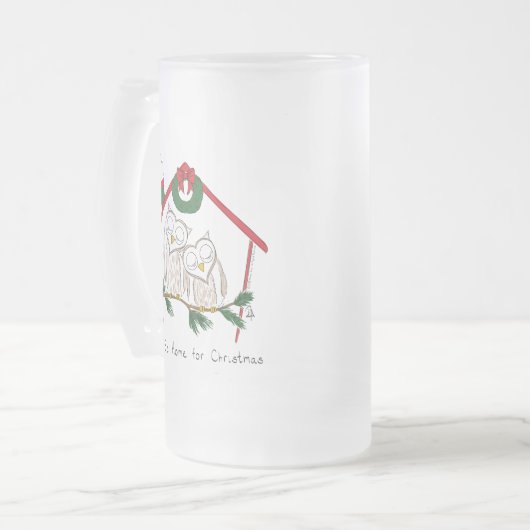 Owl Kerstmis Kinderen Matglas Bierpul (Voorkant links)