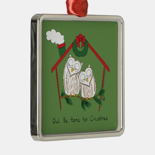 Owl Kerstmis Kinderen Metalen Ornament (Rechts)