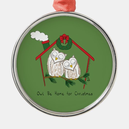 Owl Kerstmis Kinderen Metalen Ornament (Voorkant)