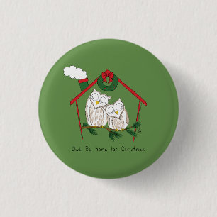 Owl Kerstmis Kinderen Ronde Button 3,2 Cm