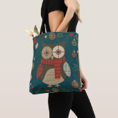 Owl Kerstmis Tote Bag (Dichtbij)