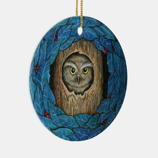 Owl kerstversiering keramisch ornament (Rechts)