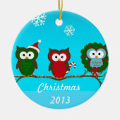 Owl kerstversiering keramisch ornament (Voorkant)