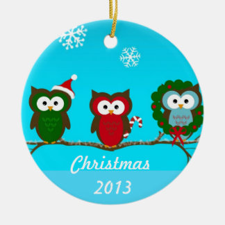 Owl kerstversiering keramisch ornament