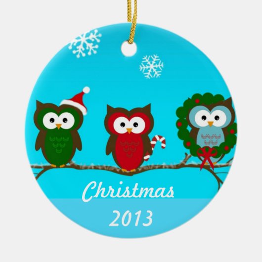 Owl kerstversiering keramisch ornament (Voorkant)