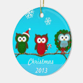 Owl kerstversiering keramisch ornament (Links)