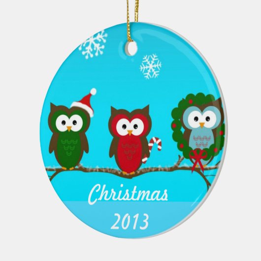 Owl kerstversiering keramisch ornament (Links)