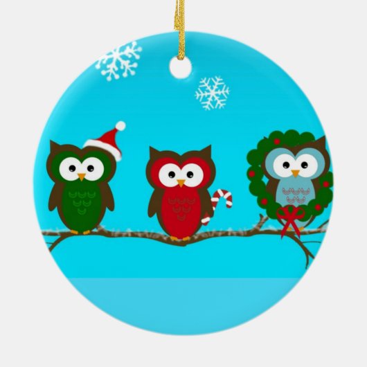 Owl kerstversiering keramisch ornament (Achterkant)