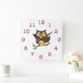 Owl Kid's wall-clock/Square Vierkante Klok (Huis)