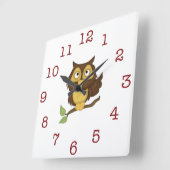 Owl Kid's wall-clock/Square Vierkante Klok (Hoek)