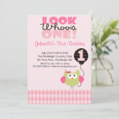 Owl Kijk eens wie de uitnodiging van één dag is (Staand voorkant)