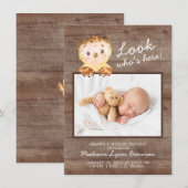 Owl Kijk eens wie hier is Jongen Foto Aankondiging (Voorkant / Achterkant)