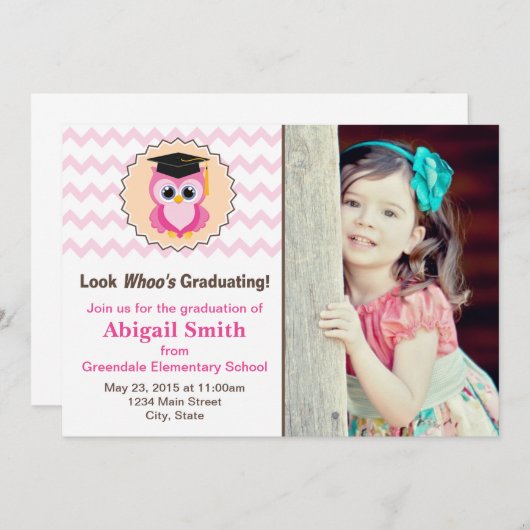 Owl Kind Afstuderen Aankondiging Fotouitnodiging (Voorkant / Achterkant)
