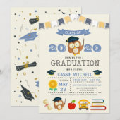 Owl Kinder Afstuderen Aankondiging Uitnodiging (Voorkant / Achterkant)