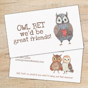 Owl Kinder Roepkaart Contactkaartje