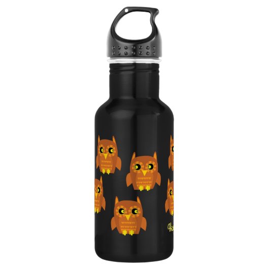 Owl Kinder vogelflesje met naam Waterfles (Voorkant)
