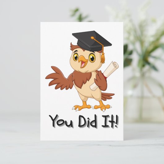 Owl Kindergarten Afstuderen Gefeliciteerd Kaart (Staand voorkant)