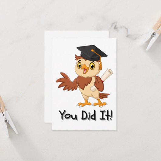 Owl Kindergarten Afstuderen Gefeliciteerd Kaart (Voorkant / Achterkant in situ)