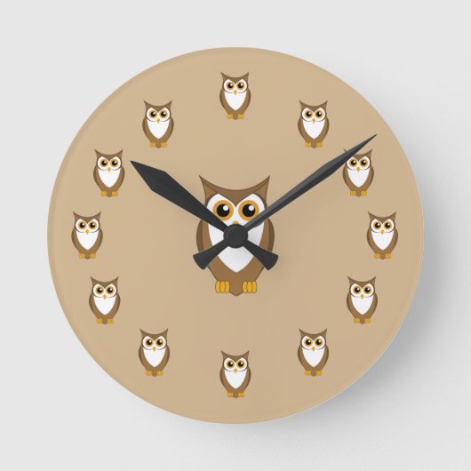 Owl Kitchen Wall Clock Owl Lovers Gift Ronde Klok (Voorkant)