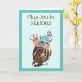 Owl, Kitten en muis gaan goed Kaart (Gele Bloem)