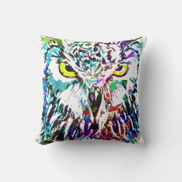 Owl | Kleurrijke boomkortekening | Sierkussen voor