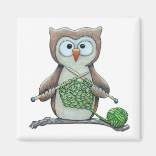 Owl Knitter Magneet