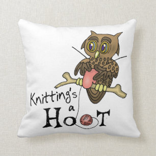 Owl Knitting Kussen