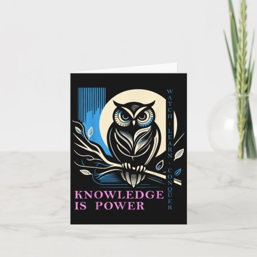 Owl - Knowledge Is Wer - Wisdom Owl Design  Kaart (Voorkant)