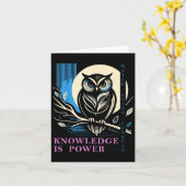 Owl - Knowledge Is Wer - Wisdom Owl Design  Kaart (Gele Bloem)