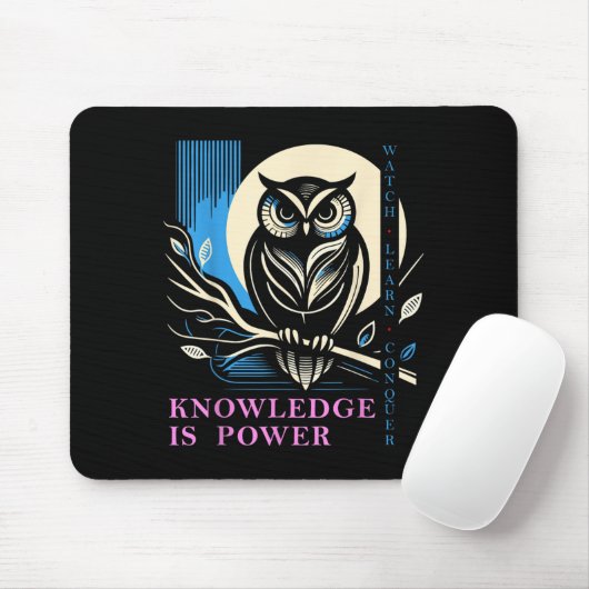Owl - Knowledge Is Wer - Wisdom Owl Design  Muismat (Met muis)