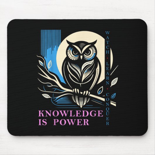 Owl - Knowledge Is Wer - Wisdom Owl Design Muismat (Voorkant)