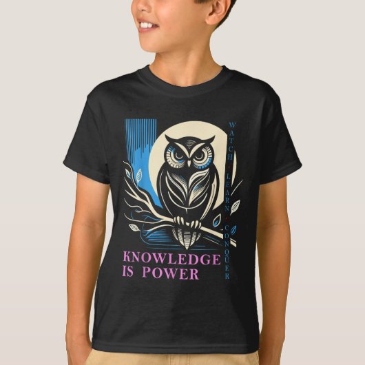 Owl - Knowledge Is Wer - Wisdom Owl Design T-shirt (Voorkant)