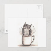 Owl koffie-tijd briefkaart (Voorkant / Achterkant)