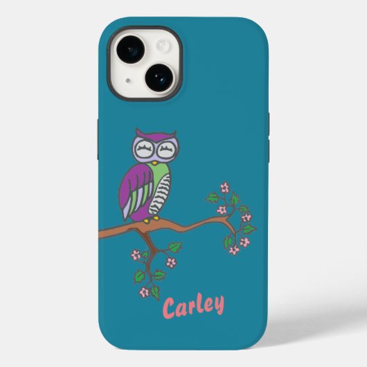 Owl Kunst bij de Illustratie van de nacht Geperson Case-Mate iPhone Case (Achterkant)