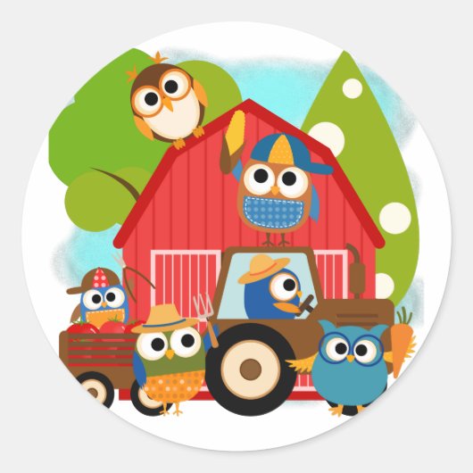Owl Landbouwers Ronde Sticker (Voorkant)