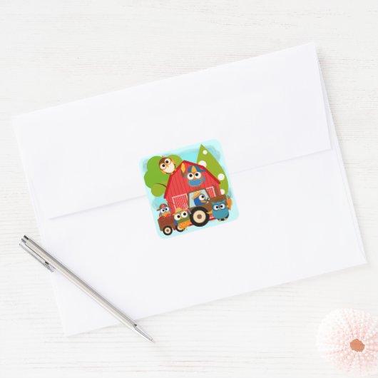 Owl Landbouwers Vierkante Sticker (Envelop)