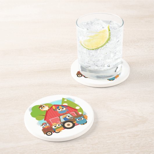 Owl Landbouwers Zandsteen Onderzetter (Zijkant)