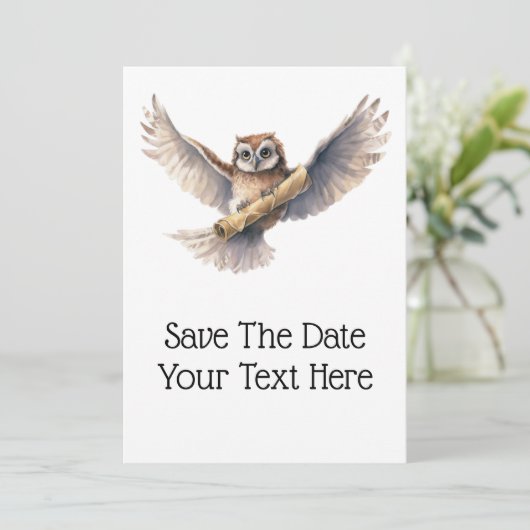 Owl leverend bericht - sparen de Datum Save The Date (Staand voorkant)