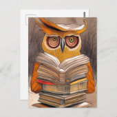 Owl lezen - Art Card Briefkaart (Voorkant / Achterkant)