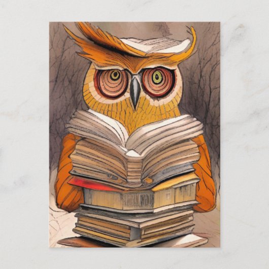 Owl lezen - Art Card Briefkaart (Voorkant)