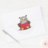 Owl lezen ronde sticker (Envelop)
