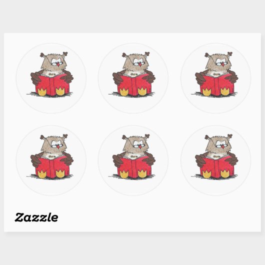 Owl lezen ronde sticker (Vel)