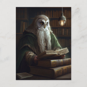 Owl Librarian Fantasy Art Briefkaart