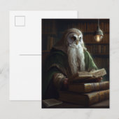 Owl Librarian Fantasy Art Briefkaart (Voorkant / Achterkant)