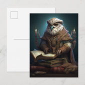 Owl Librarian Fantasy Art Briefkaart (Voorkant / Achterkant)
