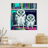 OWL LIBRARY 2 owy, books Poster (Keuken)