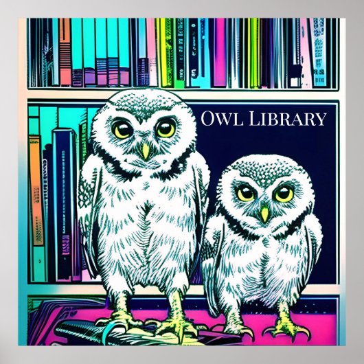 OWL LIBRARY 2 owy, books Poster (Voorkant)